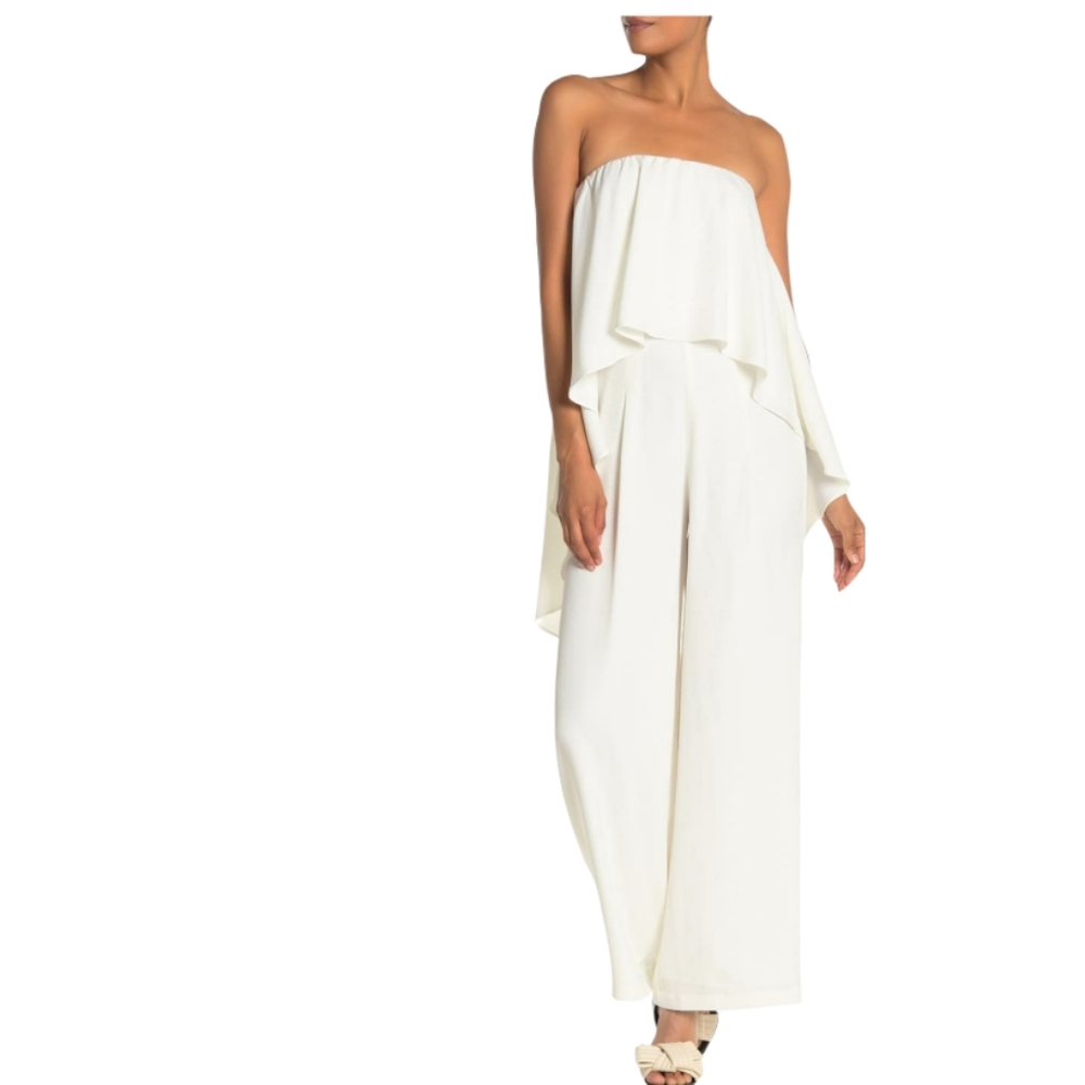 Gracia White Strapless Popover Jumpsuit